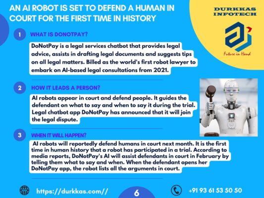 AN AI ROBOT IS SET TO DEFEND A HUMAN IN COURT FOR THE FIRST TIME IN HISTORY